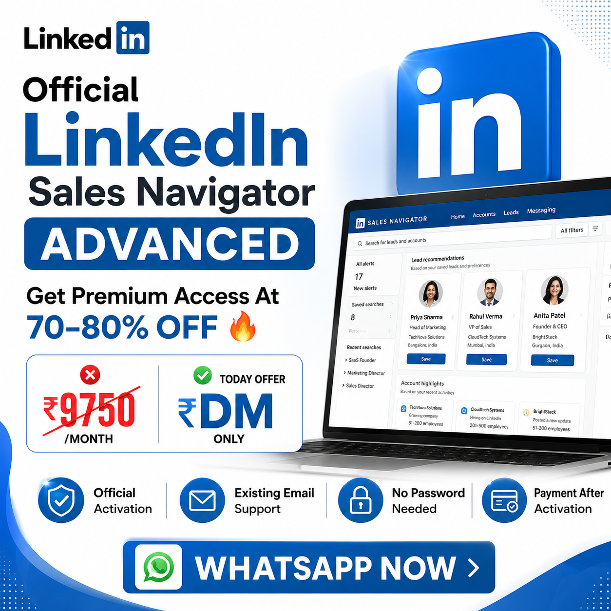 Official LinkedIn Sales Navigator Advanced – Premium activation at 70-80% OFF